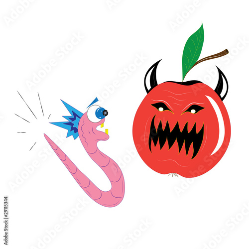 Apple and a worm.