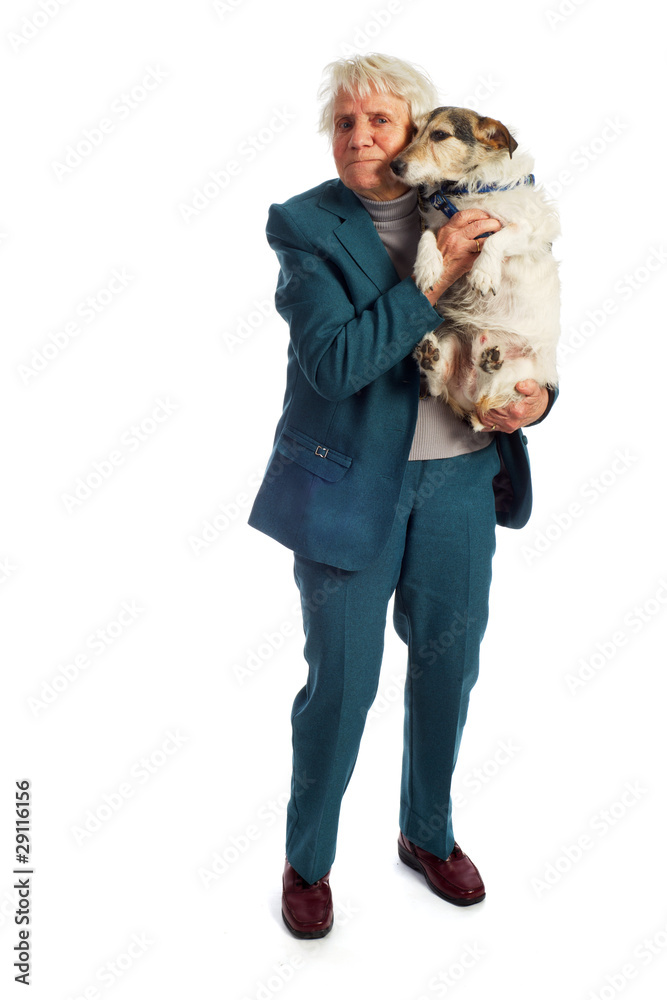 Elderly woman with dog Elderly woman with dog
