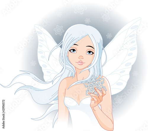 Winter fairy with snowflake