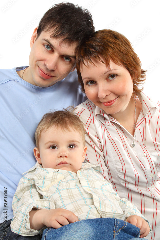 Casual cheerful family - parent and son Casual cheerful family - parent and son