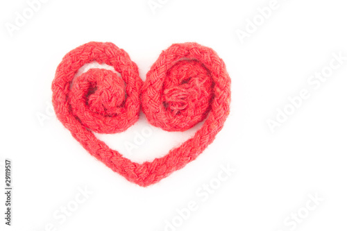 red rope heart isolated