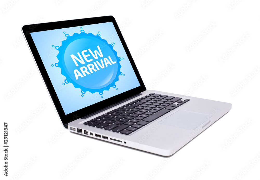 new laptop with new arrival sign new laptop with new arrival sign