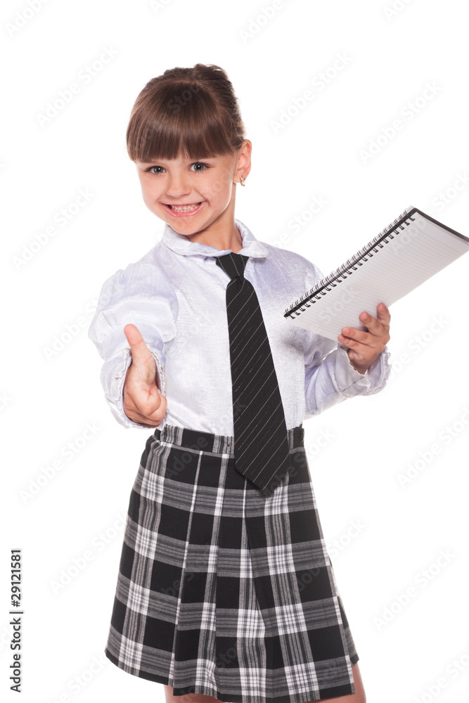 Successful little businesswoman with datebook Successful little businesswoman with datebook