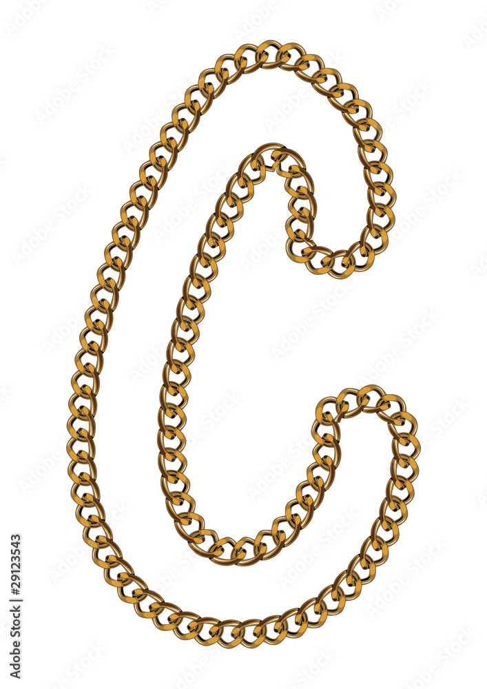 Like Golden Chain Isolated Alphabet Letter C Like Golden Chain Isolated Alphabet Letter C