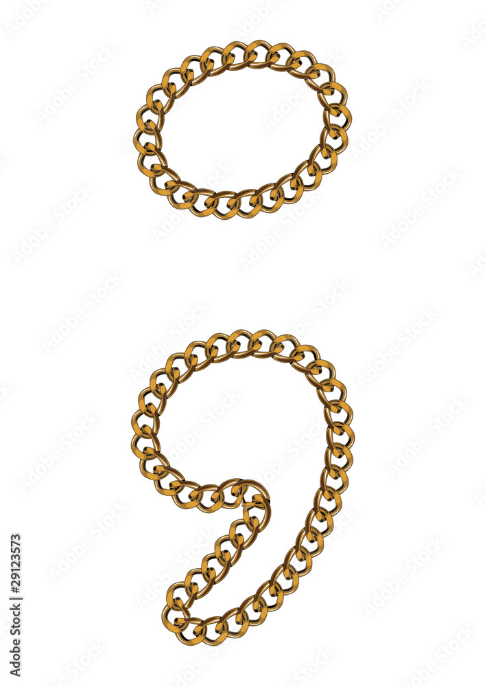 Like Golden Chain Isolated Alphabet Dot and Comma Like Golden Chain Isolated Alphabet Dot and Comma