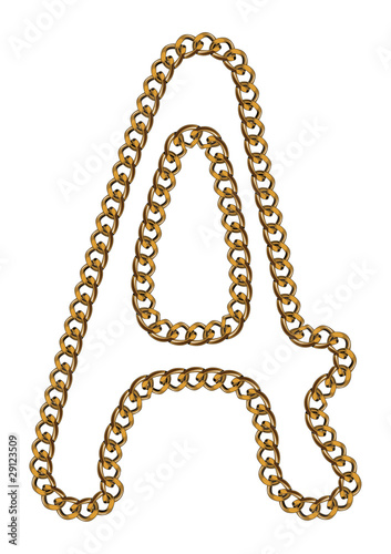 Like Golden Chain Isolated Alphabet Letter A