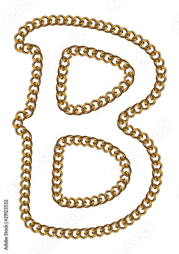 Like Golden Chain Isolated Alphabet Letter B