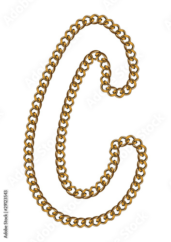 Like Golden Chain Isolated Alphabet Letter C