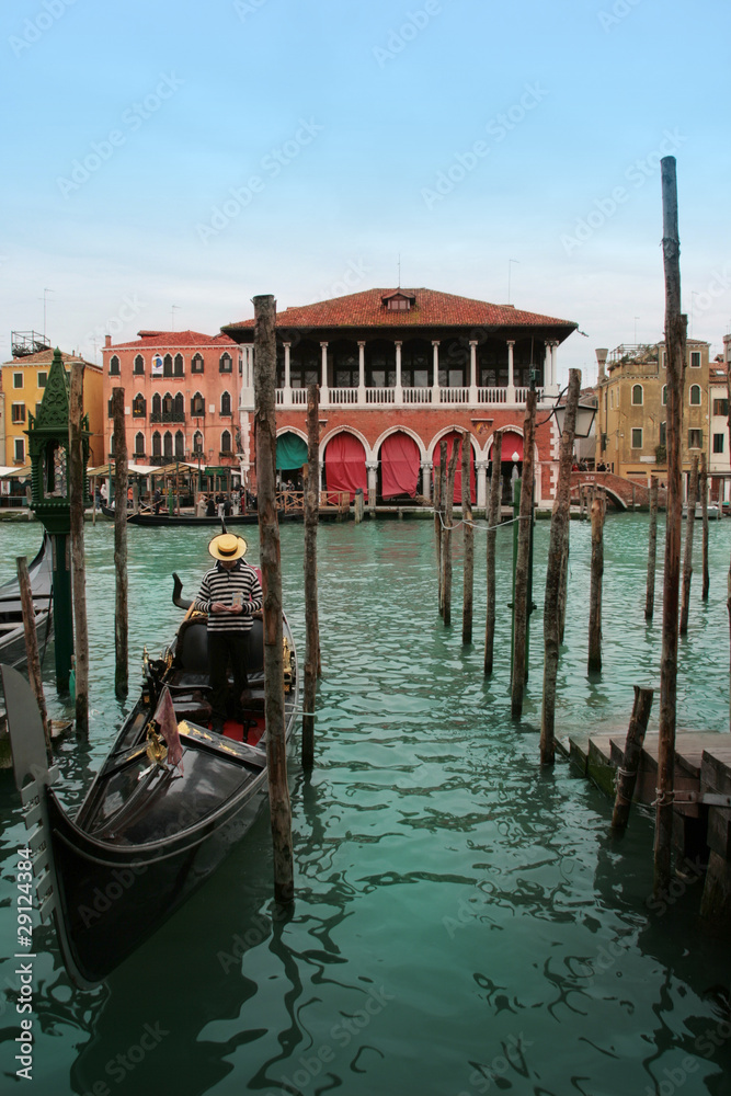 Venice: Traditional gondola waiting for a romantic ride