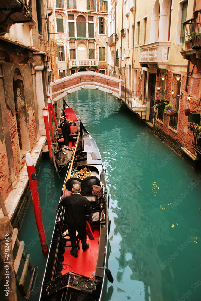 Venice: Gondolas waiting for a romantic ride