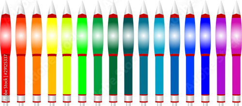 Color pens all the colors of the the rainbow. Isolated object