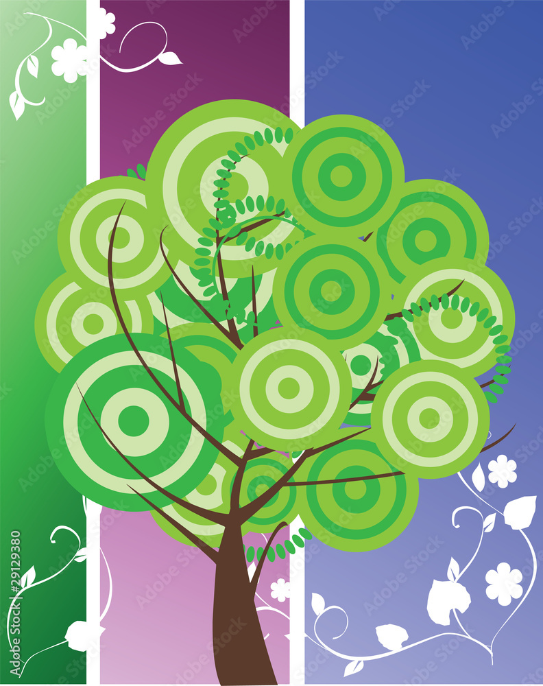 vector abstract tree and floral background vector abstract tree and floral background