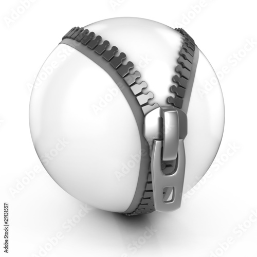 white ball with zipper abstract 3d illustration