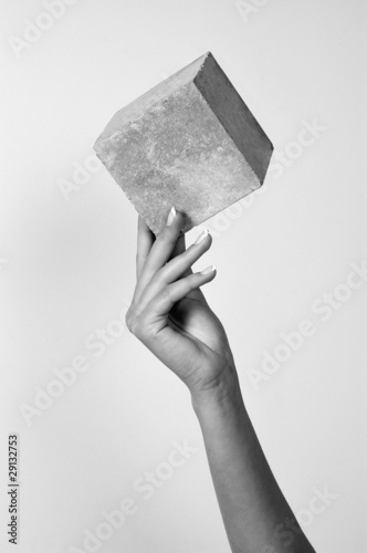 hand and cube