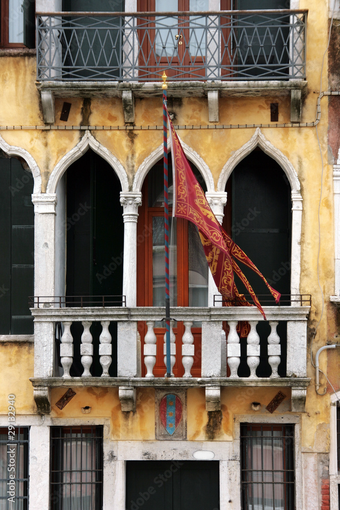 Venice: 14th Century Palace with balcony and the city's flag