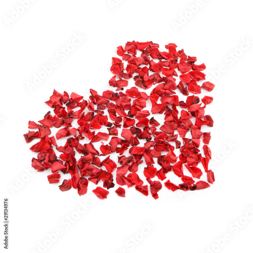heart made from red rose petals