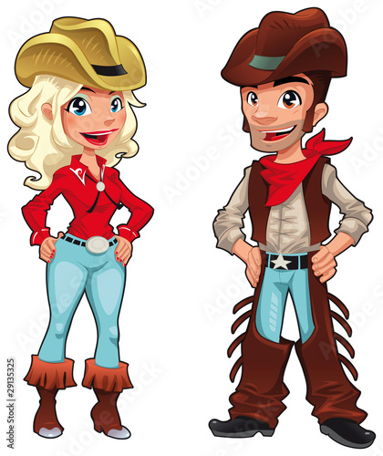 Cowboy and cowgirl. Vector ...