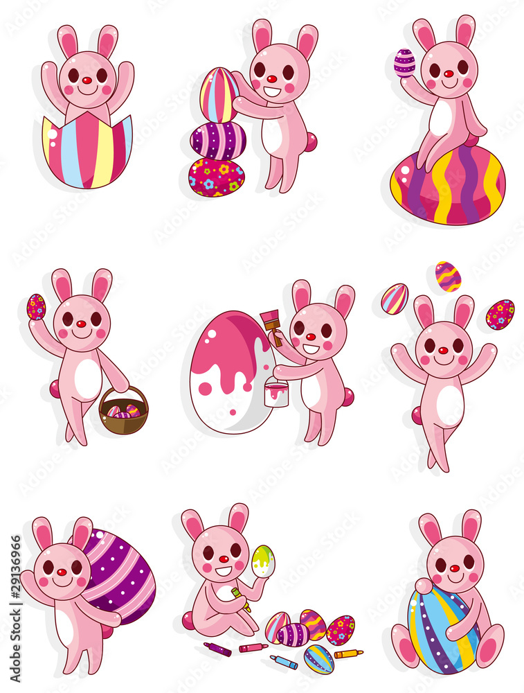 cartoon easter rabbit and egg icon