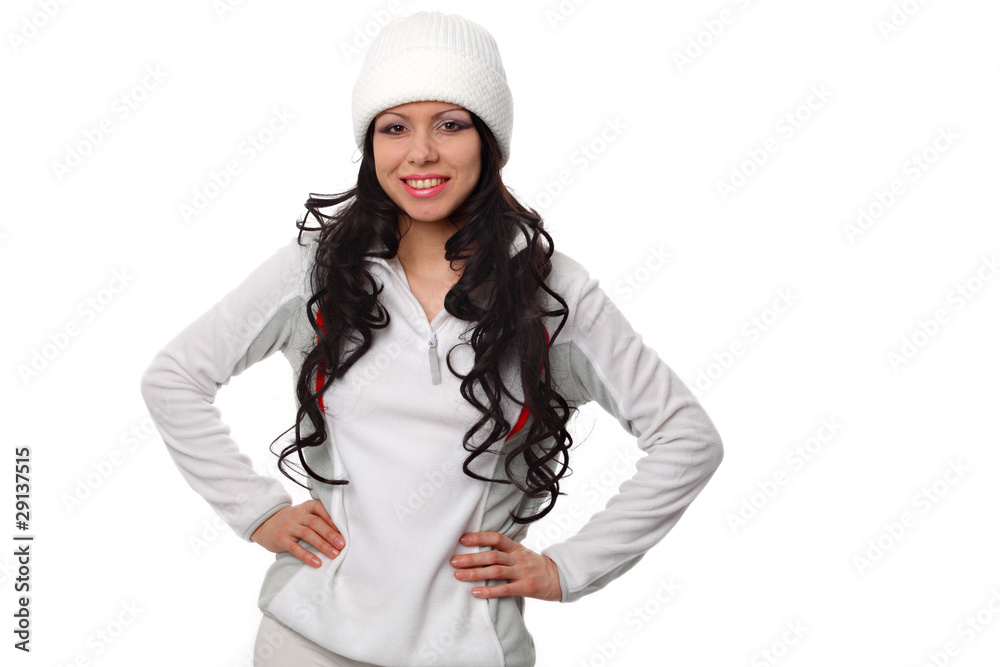 Portrait of woman in sportswear, isolated on white Portrait of woman in sportswear, isolated on white