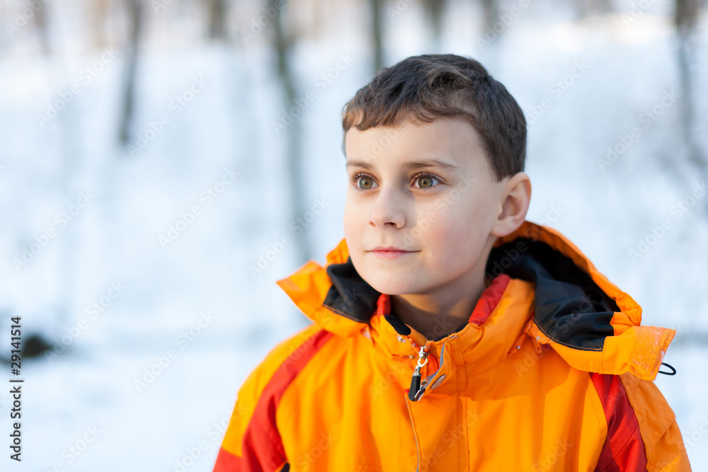 Cute little boy outdoor in the forest Cute little boy outdoor in the forest