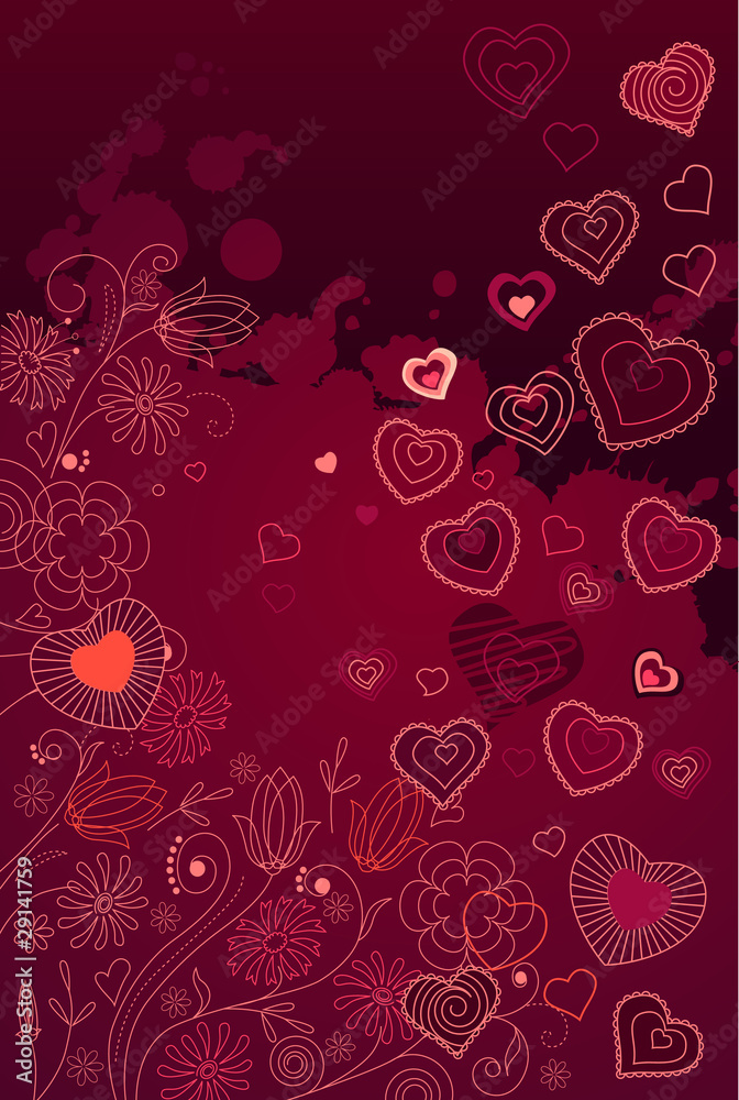 Valentine greeting card with different red hearts Valentine greeting card with different red hearts
