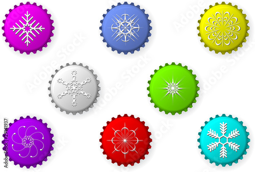 Bottle caps with snowflakes
