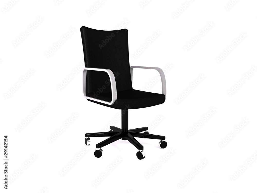 Black leather office chair. 3D rendering Black leather office chair. 3D rendering