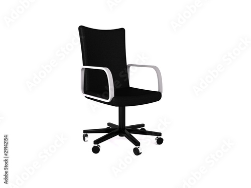 Black leather office chair. 3D rendering