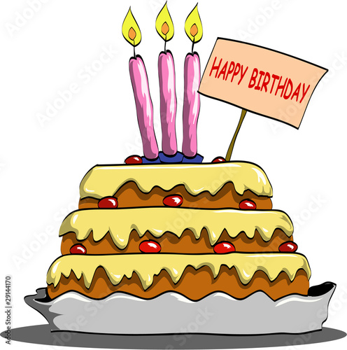 torta di compleanno a piani con candele