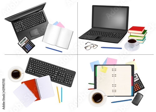 Big set of business and office backgrounds. Vector.