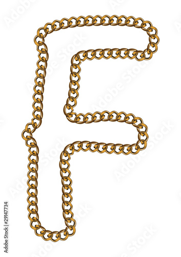 Like Golden Chain Isolated Alphabet Letter F