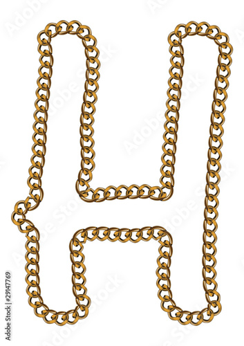 Like Golden Chain Isolated Alphabet Letter H