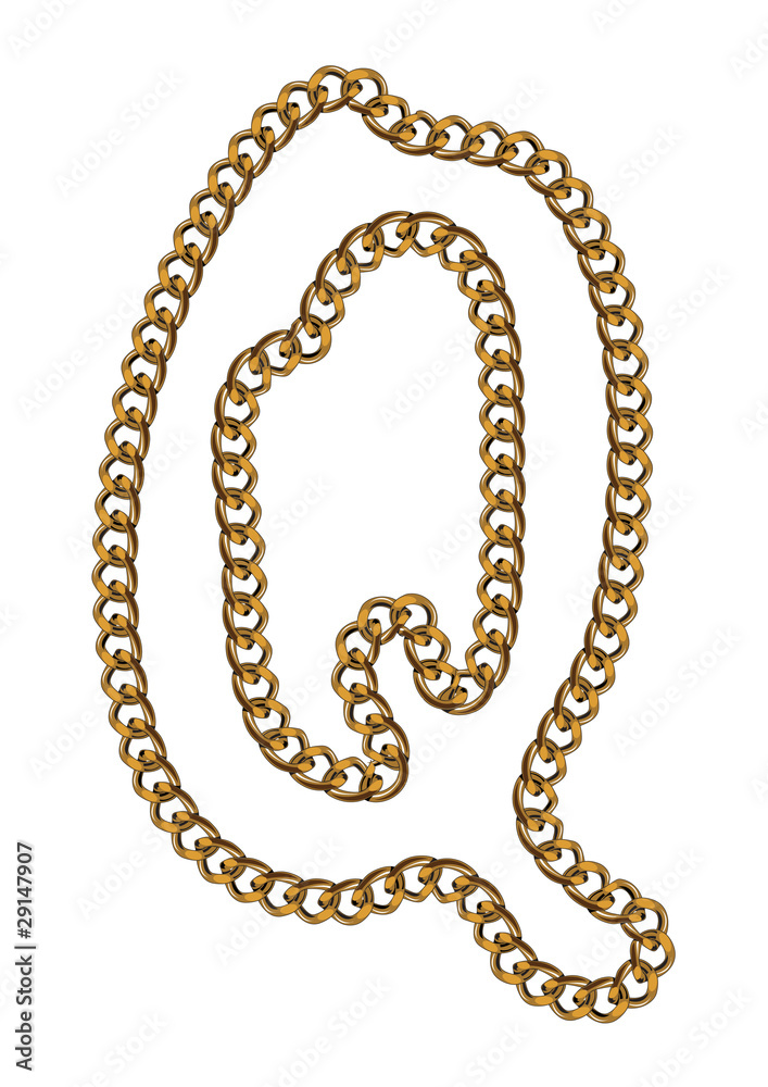 Like Golden Chain Isolated Alphabet Letter Q Like Golden Chain Isolated Alphabet Letter Q