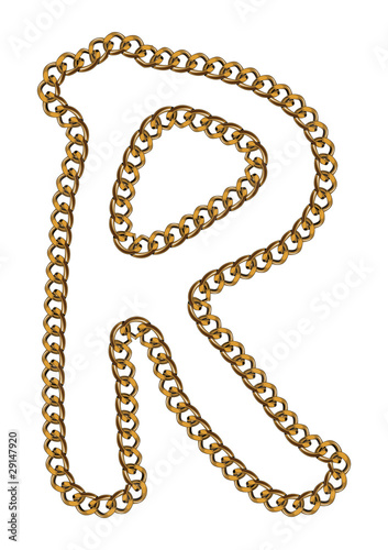 Like Golden Chain Isolated Alphabet Letter R
