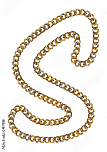 Like Golden Chain Isolated Alphabet Letter S