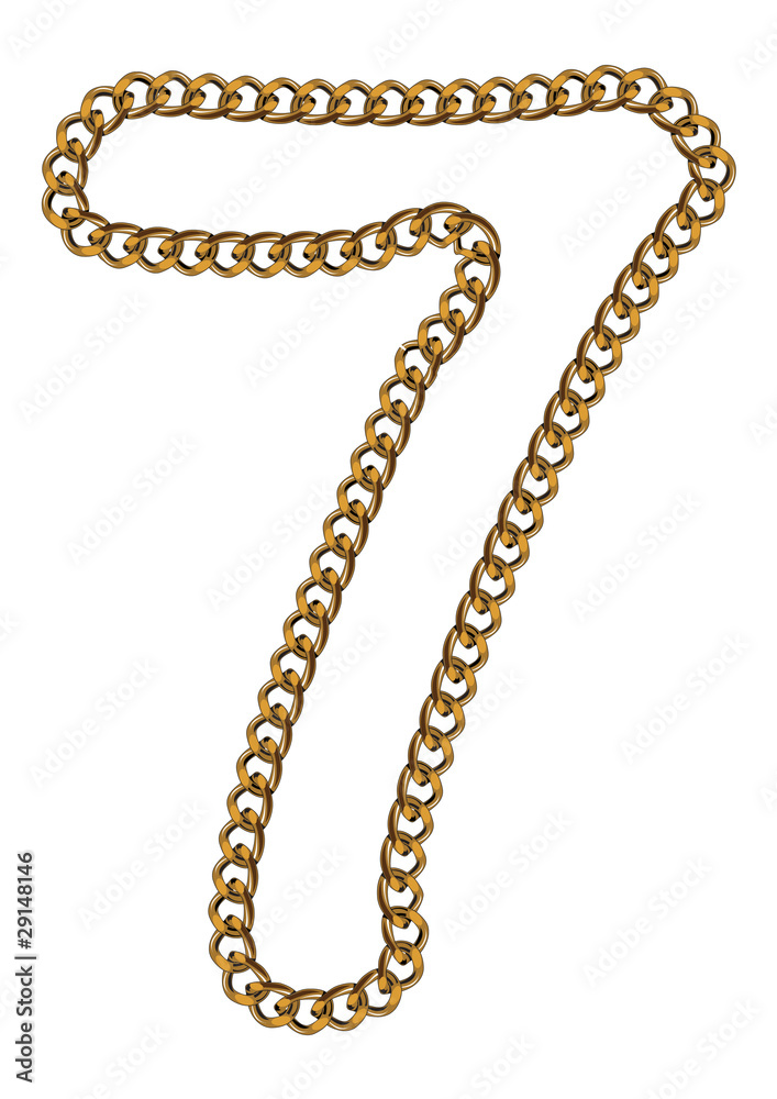 Like Golden Chain Isolated Alphabet Number Seven Like Golden Chain Isolated Alphabet Number Seven