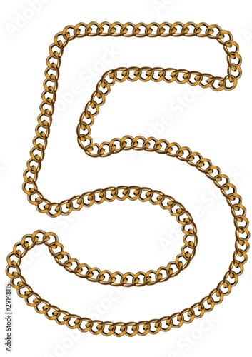 Like Golden Chain Isolated Alphabet Number Five