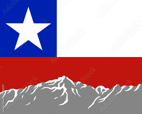 Gebirge mit Fahne von Chile