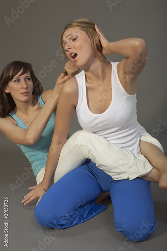 women wrestle