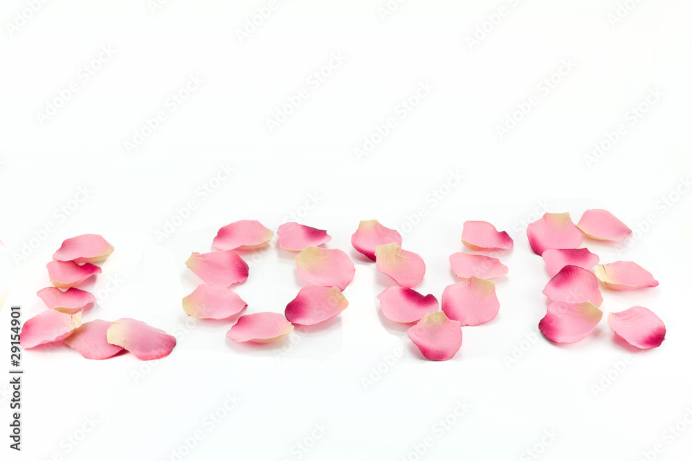 'love' written with rose-petals 'love' written with rose-petals