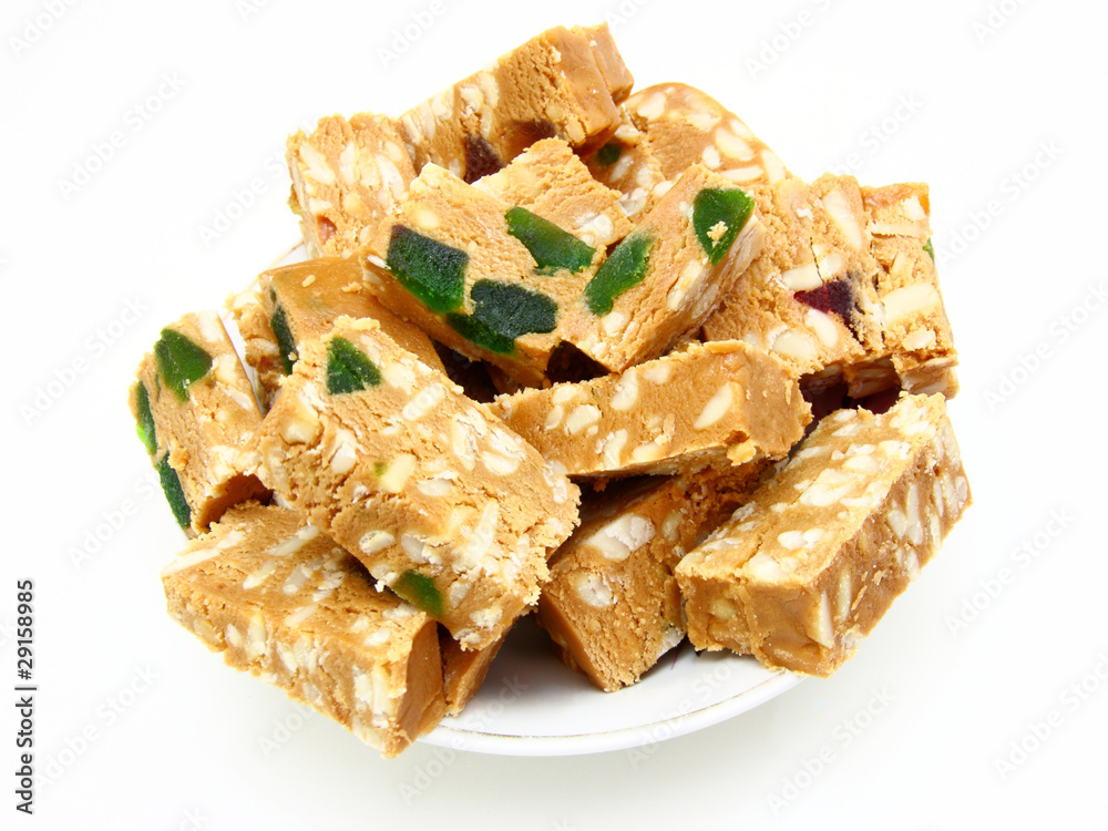 Peanut brittle isolated on white background Peanut brittle isolated on white background
