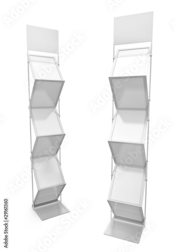 Two empty brochure stands