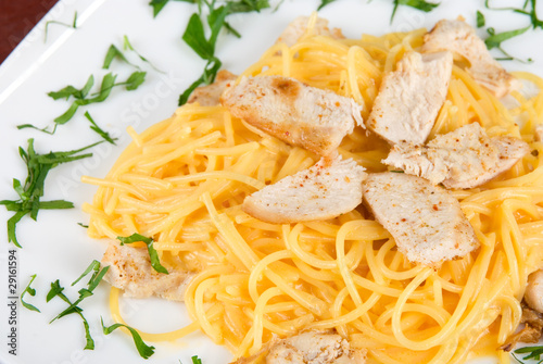 Pasta with chicken meat