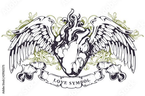 Anatomical heart with wings