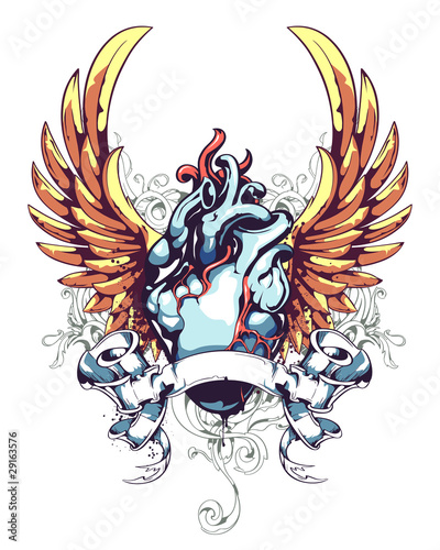 Anatomical heart with wings
