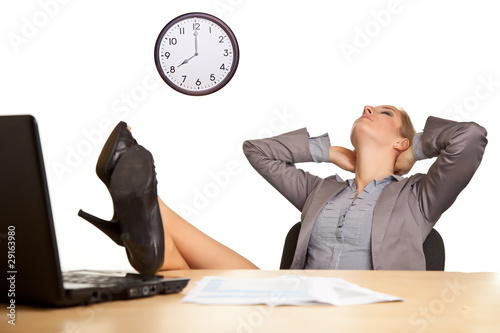 Foto Businesswoman bored in office isolated on white