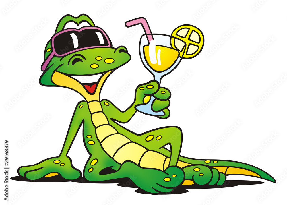 Obraz premium Lizard with Cocktail