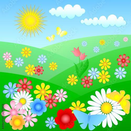 flowering meadow with butterflies