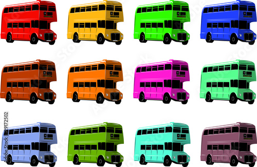 Autobus inglesi colorati