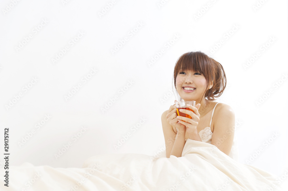 a portrait of beautiful asian woman on the bed a portrait of beautiful asian woman on the bed